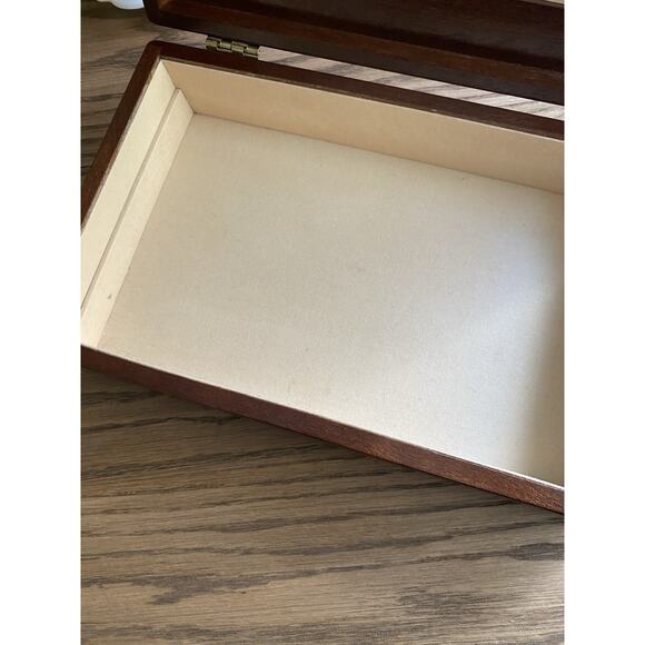 Vintage Midcentury Valet Butler Box Wood Jewelry Box With Mirror And Felt Lining - Picture 3 of 7